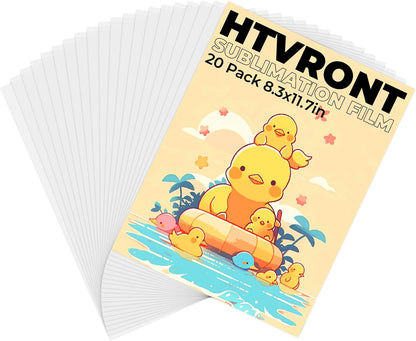 HTVRONT Printable Sublimation Heat Transfer Film for Phone Case Heat Press，20 Pack 3D Sublimation Film Sheets for Phone Cases Mugs，A4 8.3" X 11.7" Sublimation Transfer Paper for Badge, Keychains