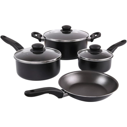 7 Piece Nonstick Cookware Set, Black