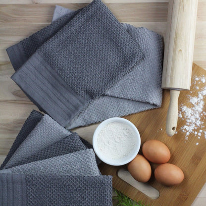 6-Piece Bar Mop Kitchen Towel Set, Solid Grey