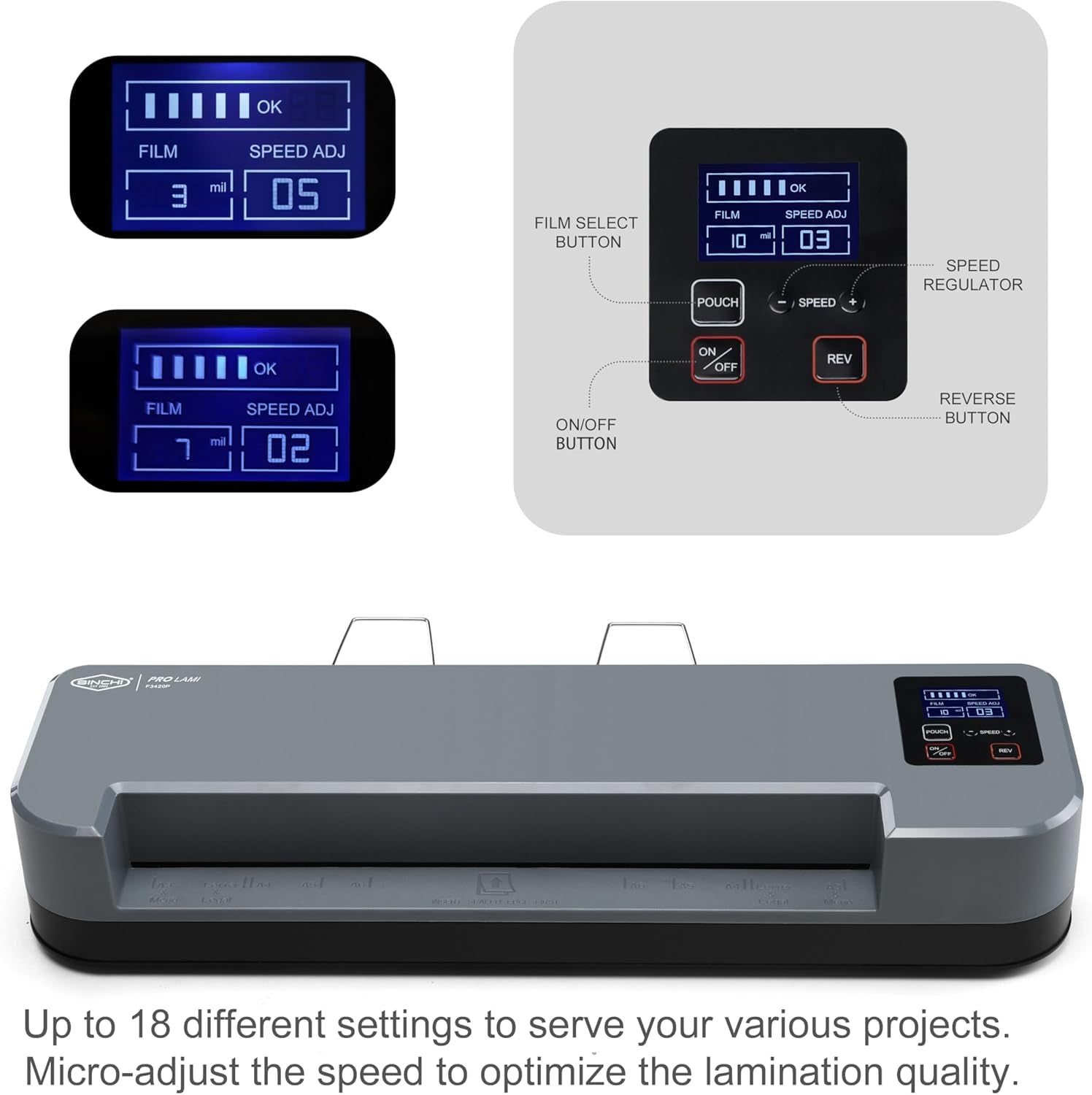 SINCHI 13-Inch 4-Roller Thermal Laminator & Foil Applicator W/Lcd Display, 30S Warm-Up, 16S/Sheet, Supports 3–10 Mil, Micro-Adjust for Smoother Results, Commercial-Grade for Busy Offices, DIY Crafts
