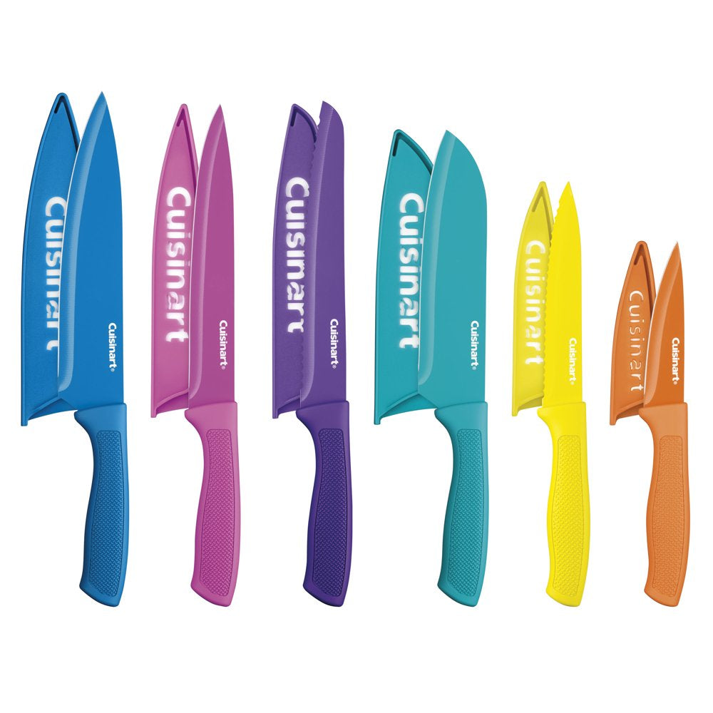 12-Piece Ceramic Coated Color Knife Set with Blade Guards, C55-12PCGW