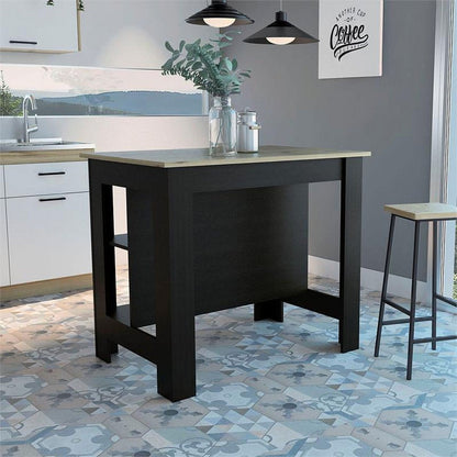 Light Oak/Black Wengue Modern Engineered Wood Cala Kitchen Island