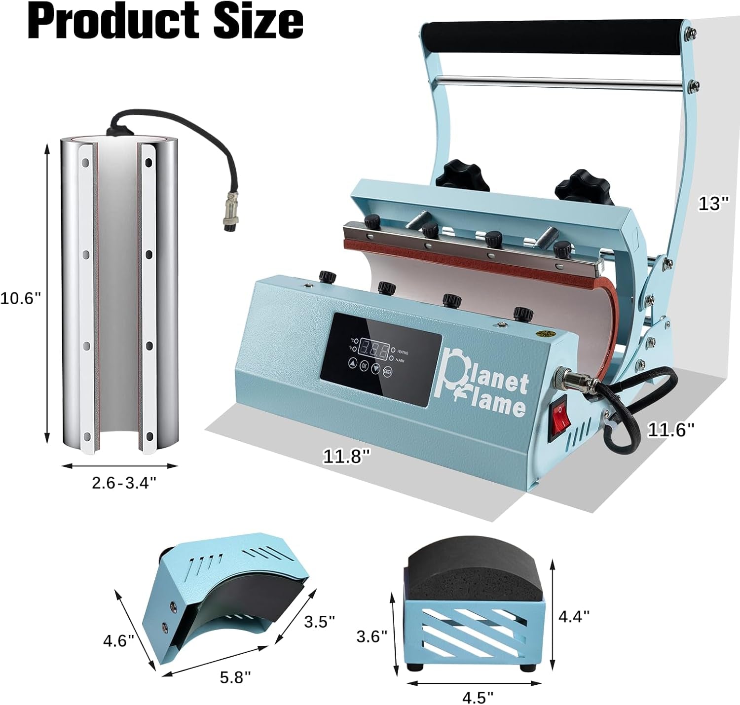 Tumbler and Hat Heat Press Machine, 2-In-1 Combo Machine for Cup and Cap with Gloves and High Temp Heat Resistant Tape for 11Oz-30Oz Sublimation Tumbler and All Caps, Blue