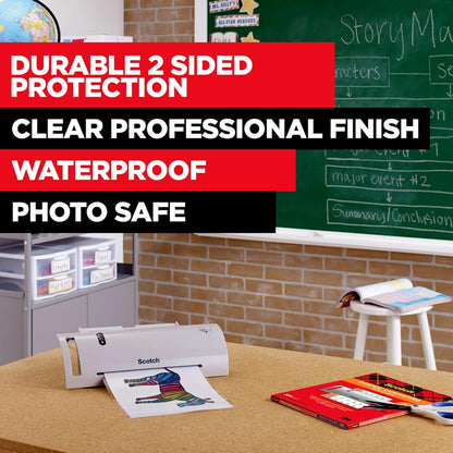 Scotch Thermal Laminating Pouches, 200 Count, Clear, 3 Mil., Ideal Office or School Supplies, Fits Letter Sized Paper (8.9 In. × 11.4 In.)
