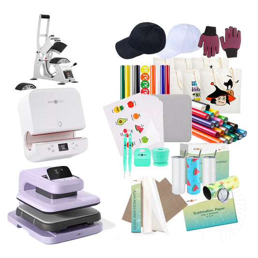 [All-In-One Kit]Htvront Auto Heat Press 2+Tumbler Press+Manual Hat Press+All in One Bundle