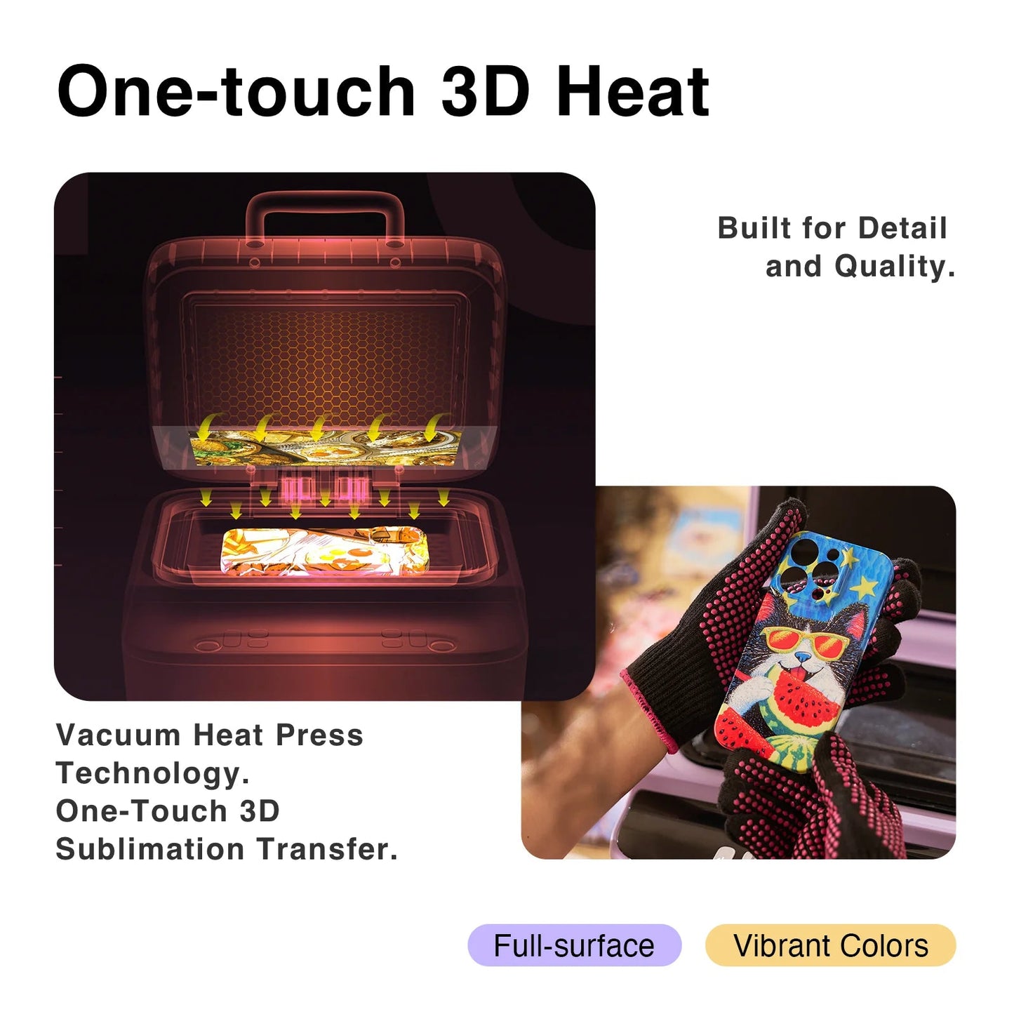 HTVRONT H17 Phone Cases Heat Press - Automatic Vacuum Heat Press Machine for Phone Cases- Sublimation Press for Custom Phone Case, Badges, Coasters,Purple