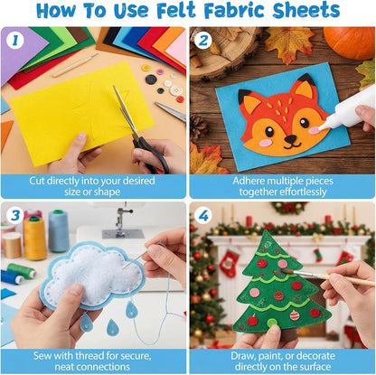 12X8 Inch 66Pcs 40 Colors Felt Sheets, DIY Craft Supplies | Sewing, Patchwork, Card Making and Art Projects