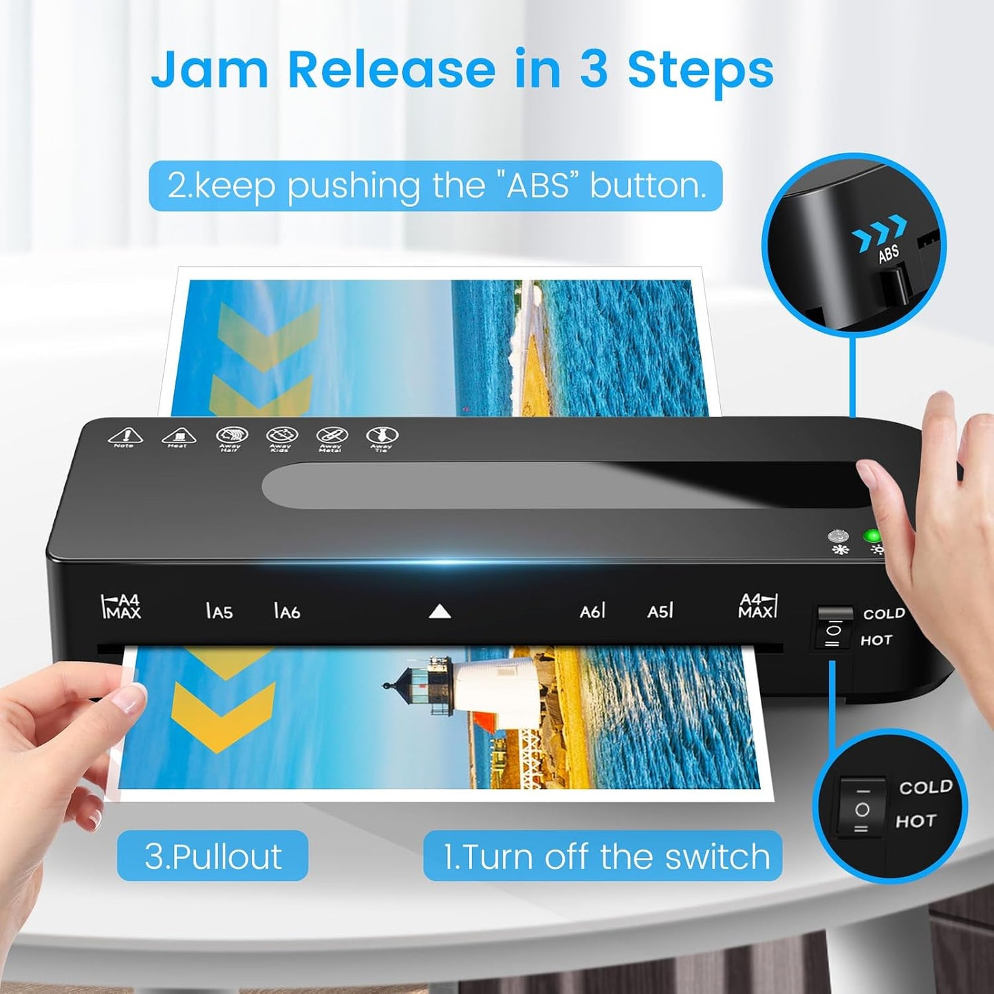 9 Inch Laminator Machine Hot & Cold with 20 Laminating Sheets and Trimmer | A4 Laminating Machine for Office, School, Business and Home