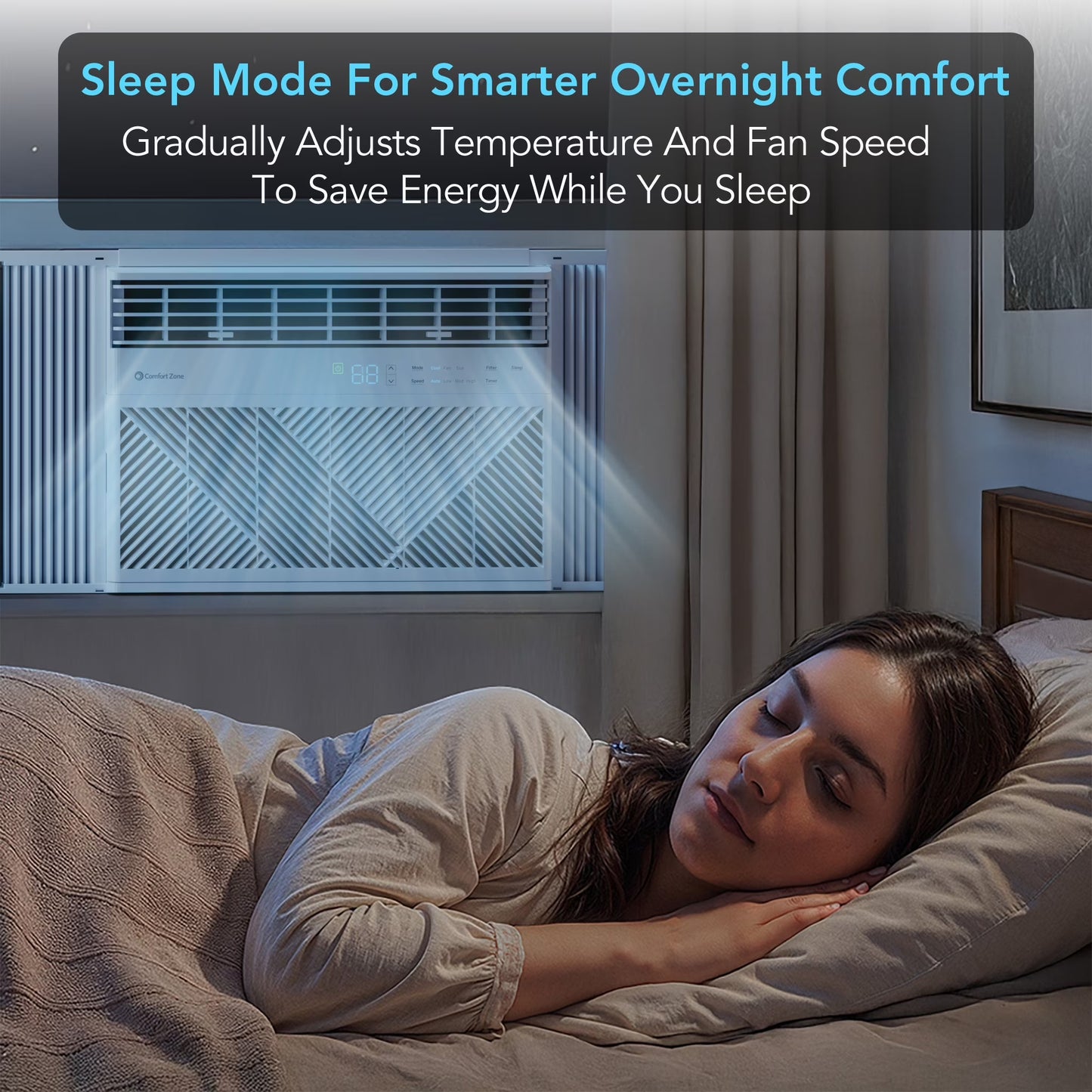 8,000 BTU Window Mounted Air Conditioner with Remote Control, Wi-Fi