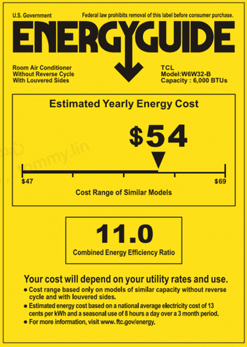 6,000 BTU Window Air Conditioner, 250 Sq. Ft., LED Display, Included Remote, Black, W6W32-B