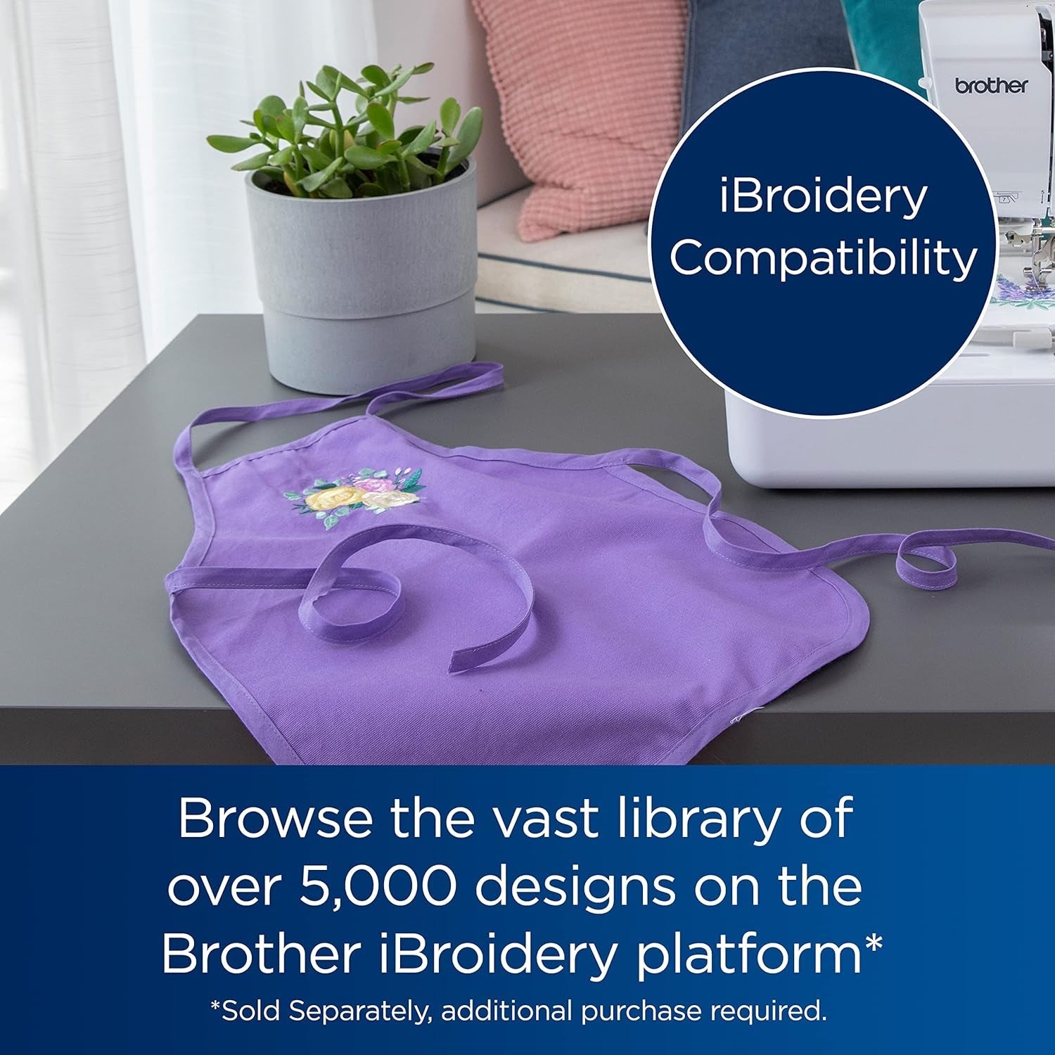 Brother PE545 Embroidery Machine, Wireless LAN Connected, 135 Built-In Designs, 4" X 4" Hoop Area, Large 3.7" LCD Touchscreen, USB Port, 10 Font Styles