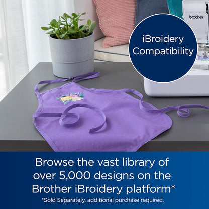 Brother PE545 Embroidery Machine, Wireless LAN Connected, 135 Built-In Designs, 4" X 4" Hoop Area, Large 3.7" LCD Touchscreen, USB Port, 10 Font Styles