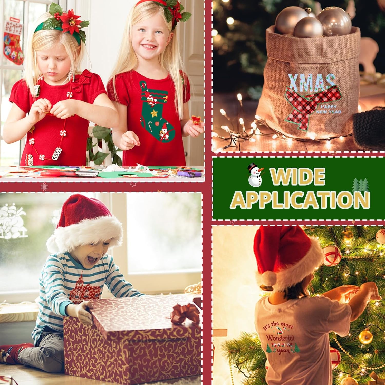 Christmas HTV Heat Transfer Vinyl - 13Pack Patterned Iron-On Vinyl Sheets, Buffalo Plaid & Glitter HTV Vinyl for T-Shirts, Compatible with Cricut & Silhouette for Christmas Gift