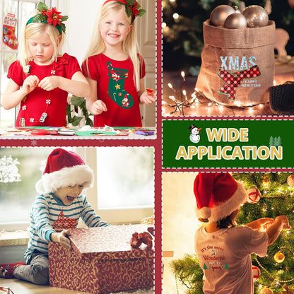 Christmas HTV Heat Transfer Vinyl - 13Pack Patterned Iron-On Vinyl Sheets, Buffalo Plaid & Glitter HTV Vinyl for T-Shirts, Compatible with Cricut & Silhouette for Christmas Gift