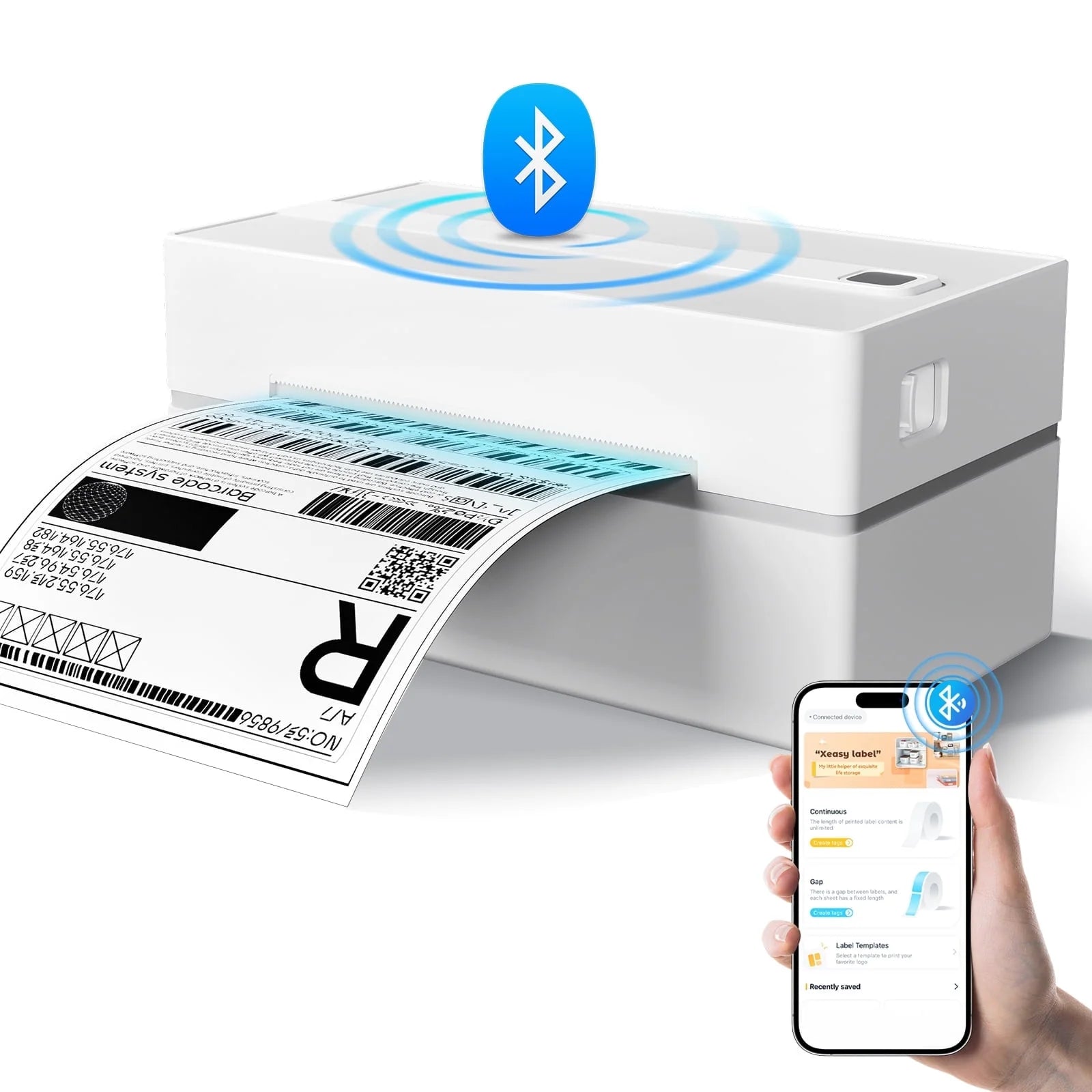 4X6 Thermal Label Printer - Bluetooth Shipping Label Maker for Packages, Compatible with Windows Ios Android, Wireless Sticker Printing for Business and Home