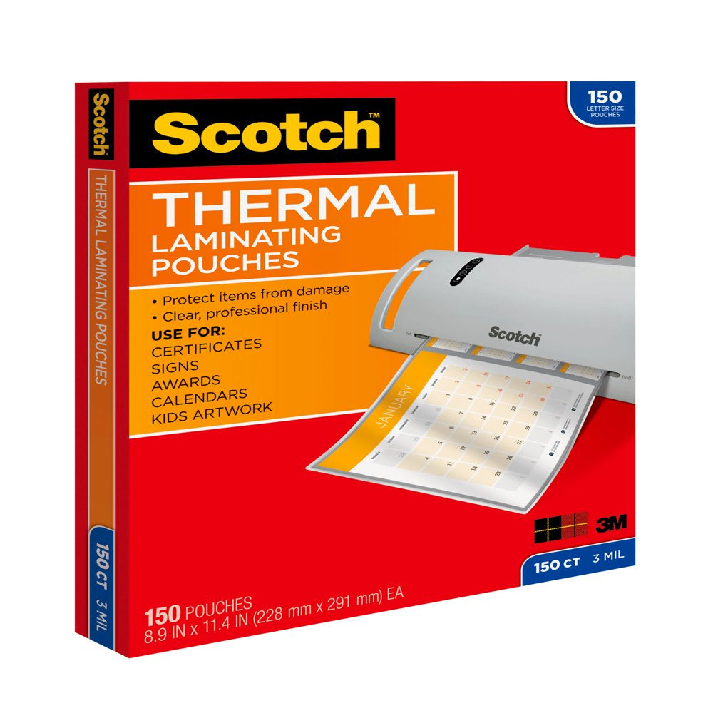 Thermal Laminating Pouches, 8.5"X 11", Letter Size, 3 Mil Thick, 150 Count