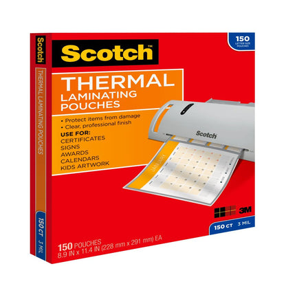 Thermal Laminating Pouches, 8.5"X 11", Letter Size, 3 Mil Thick, 150 Count