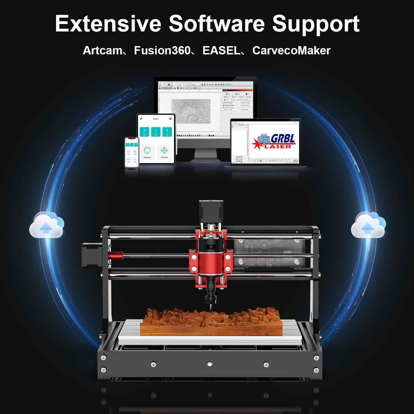 TTC3018 Pro CNC Router Machine,Desktop CNC Engraving Machine Upgraded 3-Axis Engraving All-Metal Milling Machine for Wood Acrylic MDF Nylon,300Mmx180Mmx40Mm Working Area