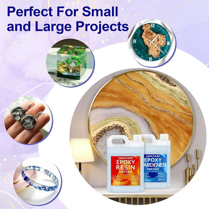 JANCHUN Crystal Clear Epoxy Resin Kit 2 Gallon, Bubble-Free, Anti-Yellowing, Self Leveling Easy Mix 1:1 Coating and Casting Resin for Table Top, Molds, Tumbler Crafts, Painting, Jewelry, DIY Gifts