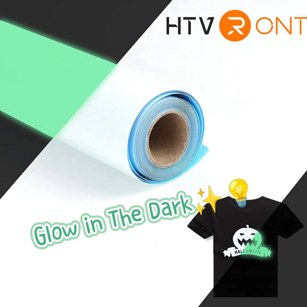 12" X 8FT Glow in the Dark White to Blue Green Heat Transfer Vinyl Iron on T-Shirt for Cricut & All Cutter Machine