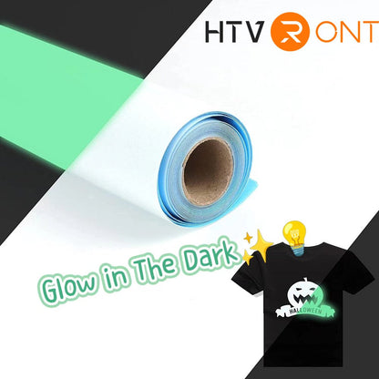 12" X 8FT Glow in the Dark White to Blue Green Heat Transfer Vinyl Iron on T-Shirt for Cricut & All Cutter Machine