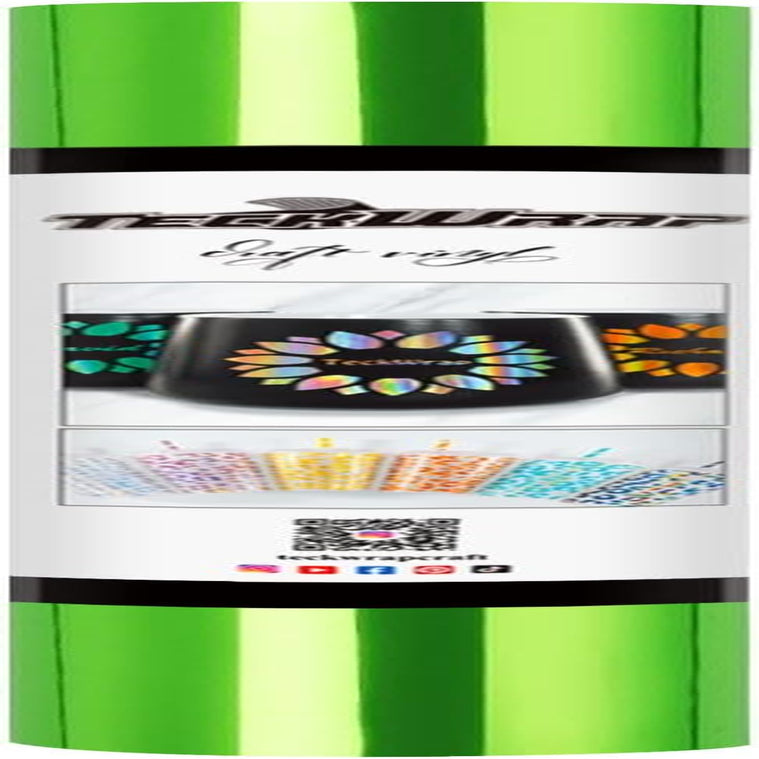 Chrome Vinyl Neon Green Metallic Permanent Vinyl with Air Channels 1Ftx5Ft, Lime Green