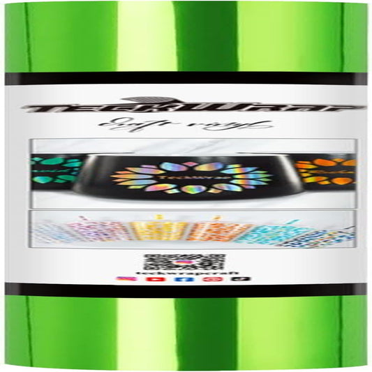 Chrome Vinyl Neon Green Metallic Permanent Vinyl with Air Channels 1Ftx5Ft, Lime Green