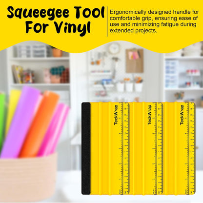 2 PCS Professional Plastic Felt Squeegee for Vinyl Decals, Inkjet Vinyl Sticker Paper, and Wallpaper - 6"X2.9"Decal Squeegee Tool, Scratch-Free Application (Yellow)