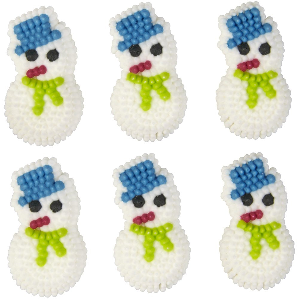 Mini Snowman Icing Decorations, White, 20-Count