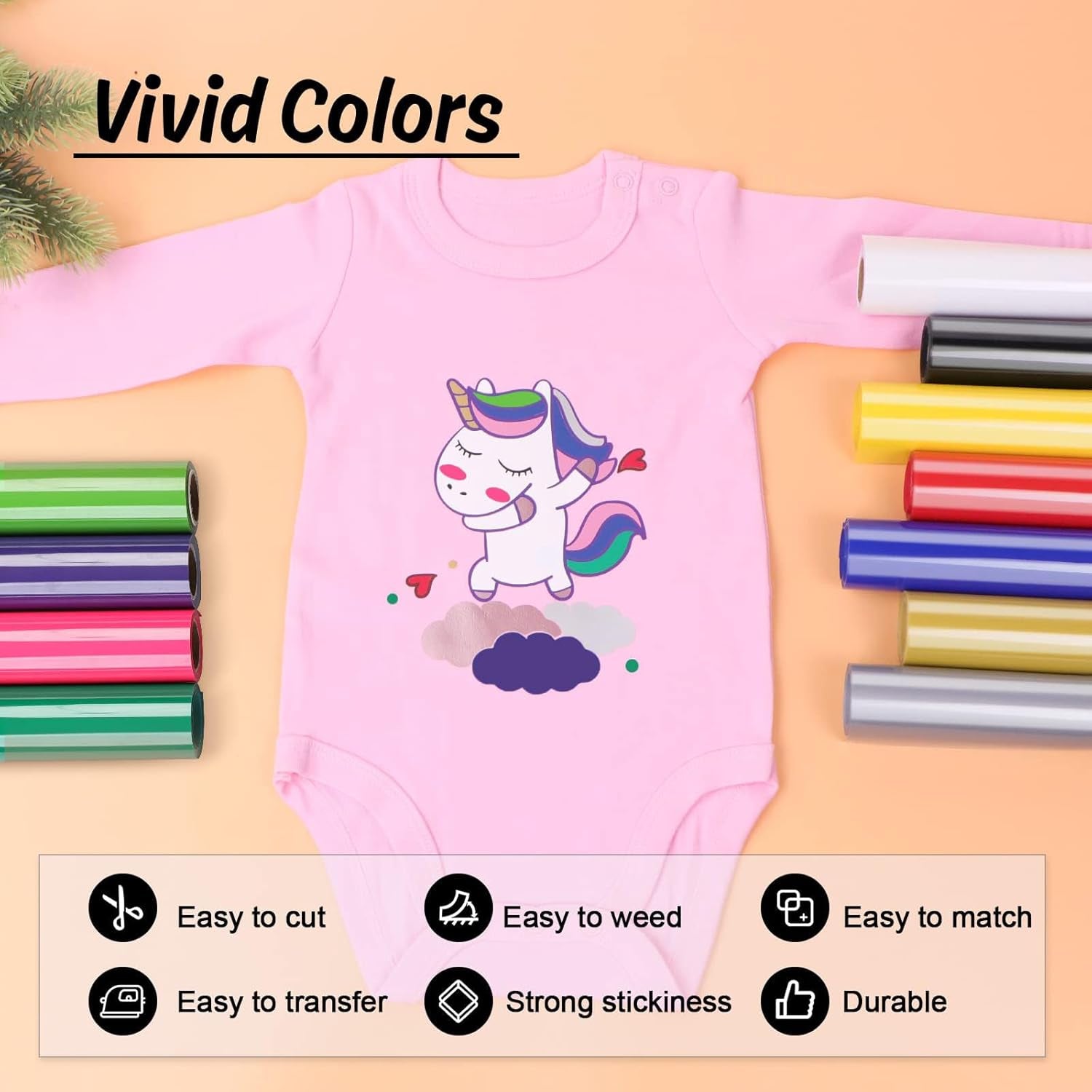 HTV Vinyl Rolls Heat Transfer Vinyl - 12" X 5Ft Orange HTV Vinyl for Shirts, Iron on Vinyl for All Cutter Machine - Easy to Cut & Weed for Heat Vinyl Design (Orange)