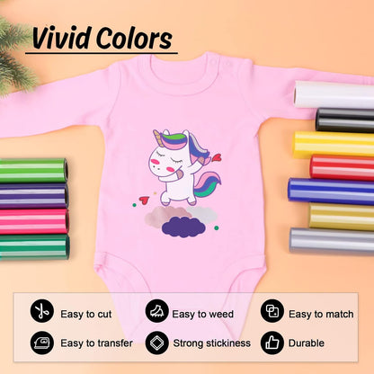 HTV Vinyl Rolls Heat Transfer Vinyl - 12" X 5Ft Orange HTV Vinyl for Shirts, Iron on Vinyl for All Cutter Machine - Easy to Cut & Weed for Heat Vinyl Design (Orange)