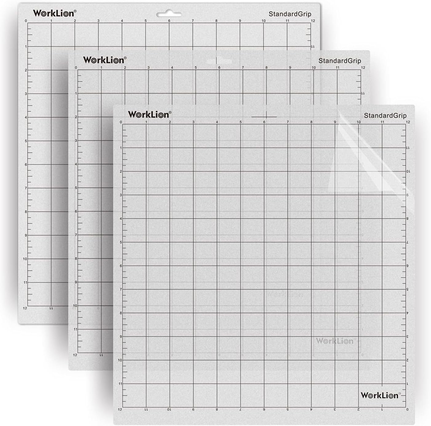 WORKLION Cutting Mat for Silhouette Cameo: (12X12 Inch,3 Mats) Standard Grip Adhesive Sticky Durable Non-Slip Clear Craft Cut Mats - Replacement Accessories for Silhouette Cameo 4/3/2/1