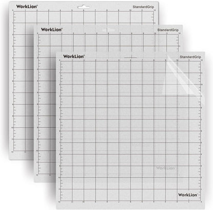 WORKLION Cutting Mat for Silhouette Cameo: (12X12 Inch,3 Mats) Standard Grip Adhesive Sticky Durable Non-Slip Clear Craft Cut Mats - Replacement Accessories for Silhouette Cameo 4/3/2/1
