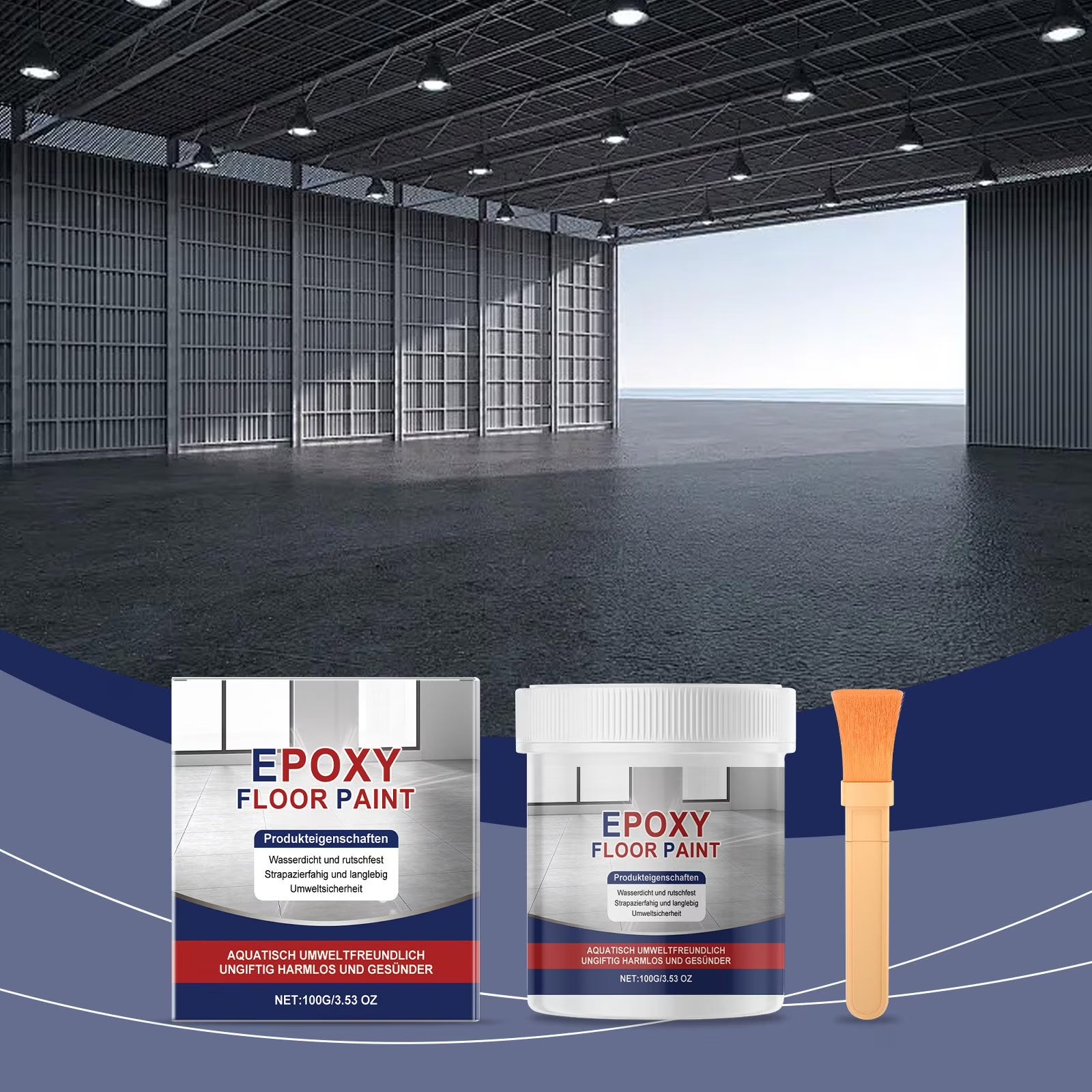 Waterproof Epoxy Floor Coating, High-Gloss Ceramic Tile Effect Floor Paint, Water-Based Non-Slip Garage Floor Coating, Long-Lasting Wear-Resistant Epoxy Sealer for Concrete Basement Garage