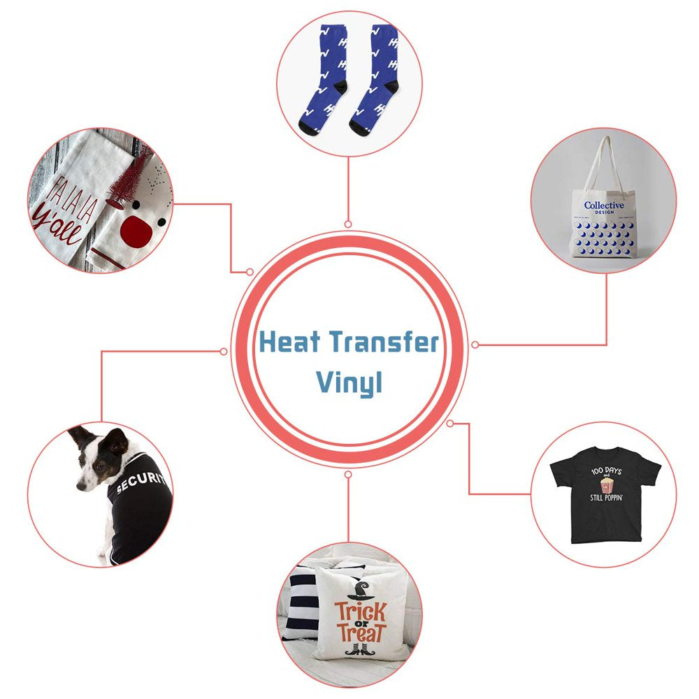 HTV Heat Transfer Vinyl Bundle (12 Pack) - 12 Inch by 5 Feet HTV Vinyl Rolls, Easy to Cut Iron on Vinyl for Cricut & Cameo, Easy to Weed Heat Transfer Vinyl