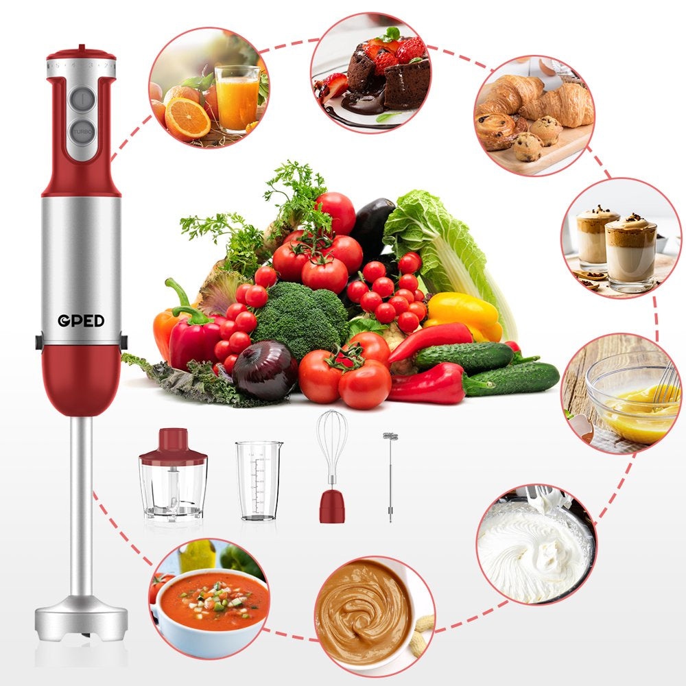 Hand Blender, 5-In-1 Immersion Hand Blender,12 Speed Turbo Mode Stick Blender for Make Smoothie, Milk Shakes,Juice ,Sauces