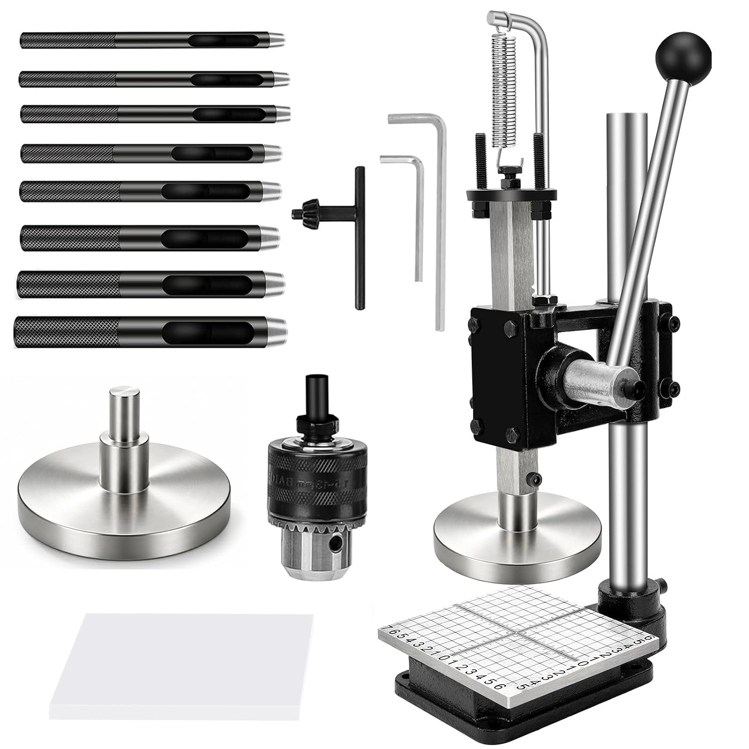 Leather Press Hole Puncher Leather Cutting Machine Hand Punching Machine for DIY Craft Punching Holes Cutting, Forming Pressing,Install Rivets and Snap Buttons
