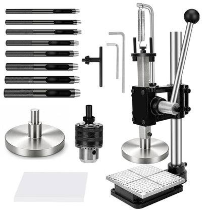 Leather Press Hole Puncher Leather Cutting Machine Hand Punching Machine for DIY Craft Punching Holes Cutting, Forming Pressing,Install Rivets and Snap Buttons