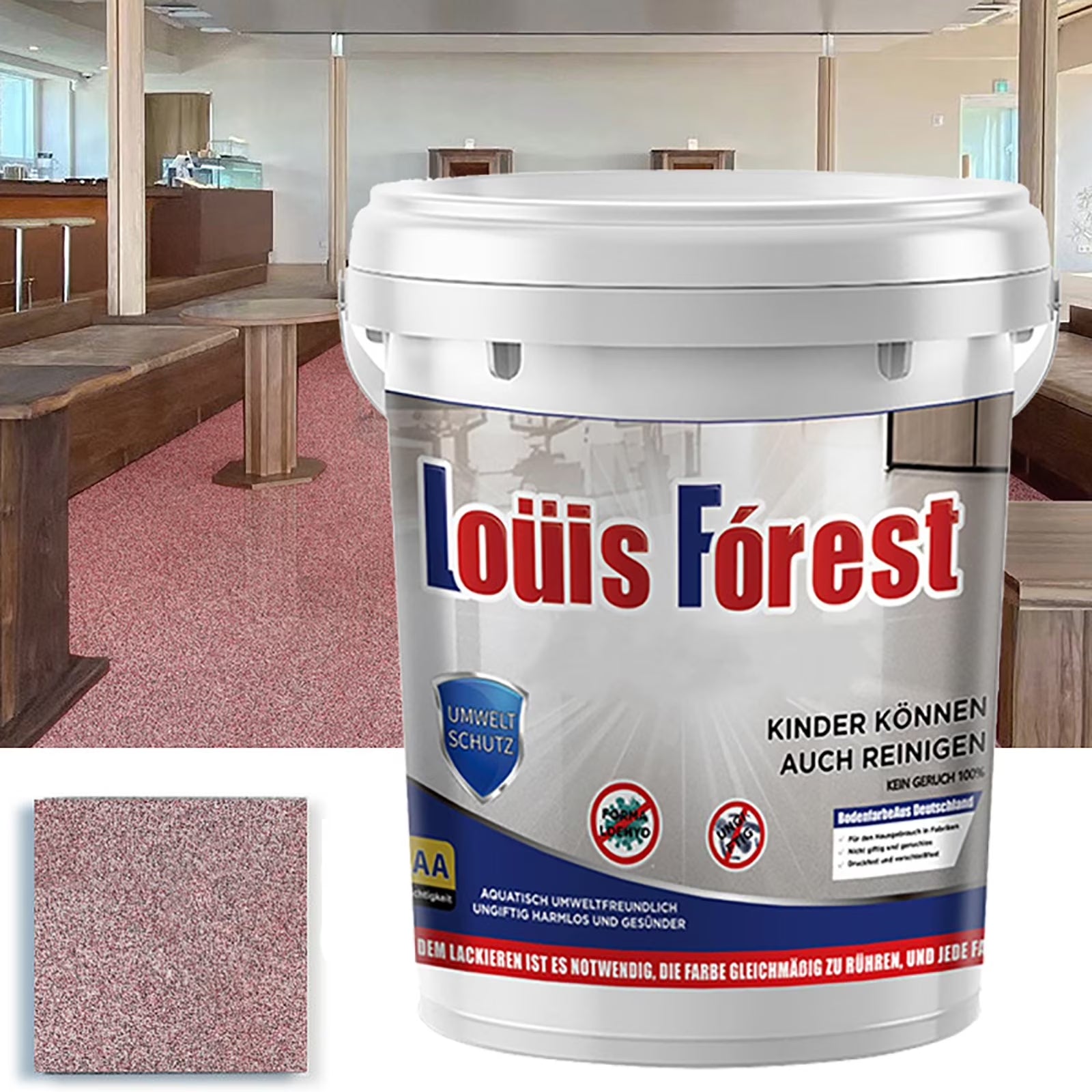 High-Gloss Marble Effect Epoxy Floor Coating, Louis Forest Epoxy Floor Paint, Garage Floor Paint, Waterproof Water-Based Epoxy Floor Paint