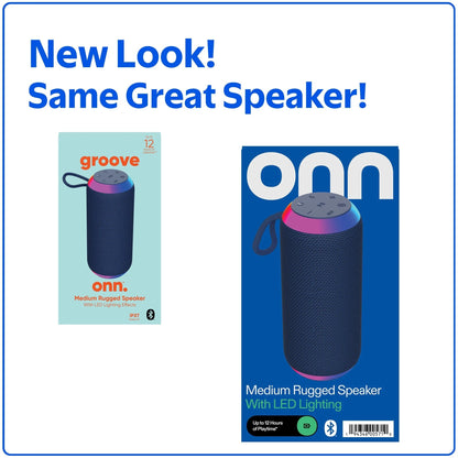 Medium Rugged Speaker with Bluetooth Wireless Technology and LED Lighting, Navy