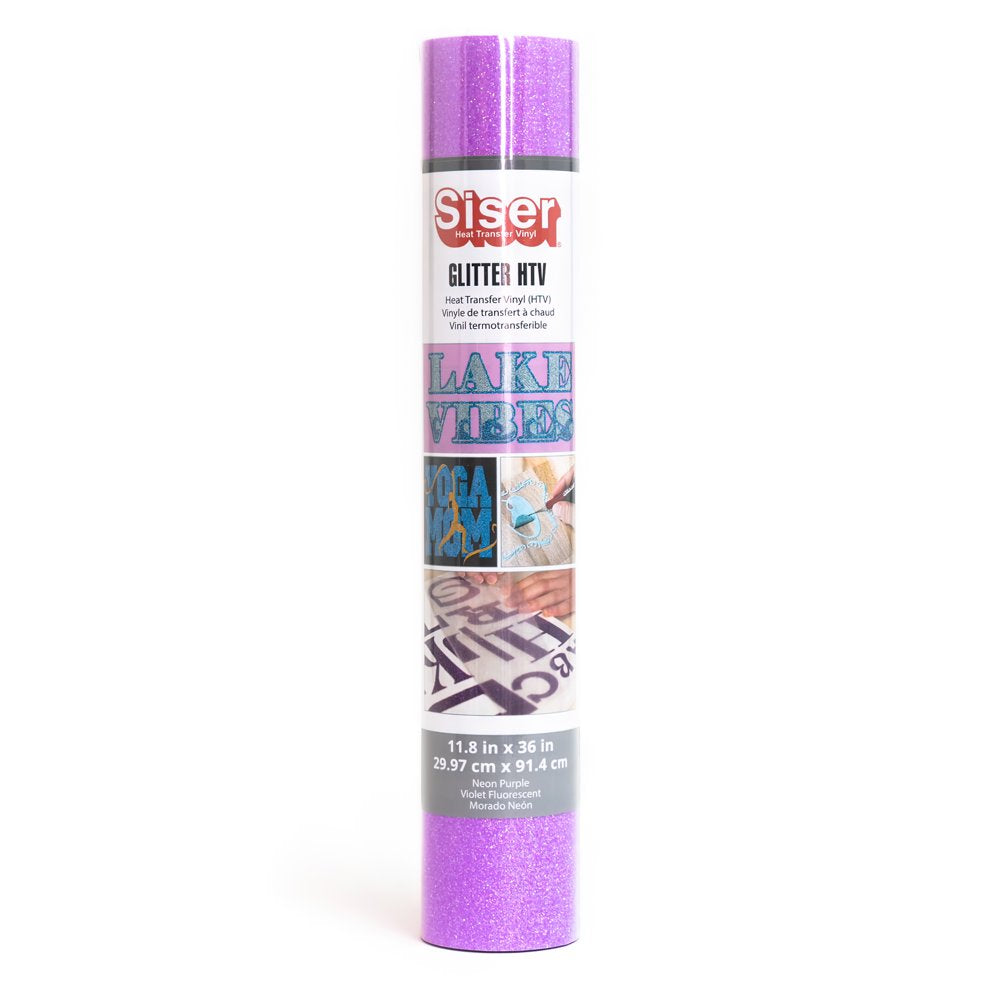 Glitter Heat Transfer Vinyl: Neon Purple, 11.8 X 36 Inches