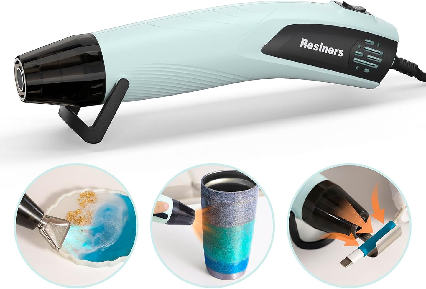 Heat Gun for Resin, 350W Fast Heating Dual Temp Heat Gun (482°F~662°F) with 3 Nozzles & 3 Silicone Covers, 4.9Ft Long Heat Gun for Bubble Remove,Vinyl Shrink Wrap,Candle Making,Epoxy Resin