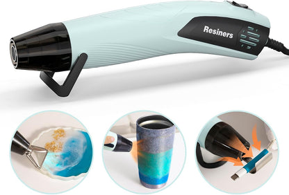 Heat Gun for Resin, 350W Fast Heating Dual Temp Heat Gun (482°F~662°F) with 3 Nozzles & 3 Silicone Covers, 4.9Ft Long Heat Gun for Bubble Remove,Vinyl Shrink Wrap,Candle Making,Epoxy Resin