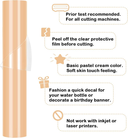 001 Vinyl Glossy Adhesive Vinyl for Craft Decal Projects 1Ft X 5Ft, Glossy Apricot