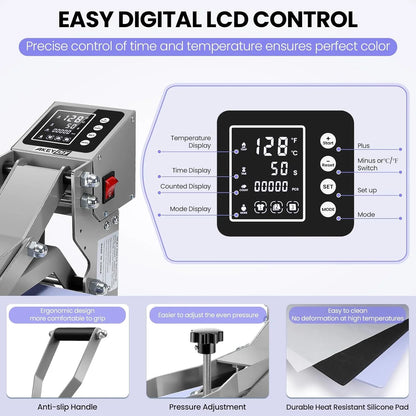 Adnoom Heat Press 15X15, High Pressure Pressing Machine with Slide Out Design,Sublimation Printer for T-Shirt,Heat Transfer Projects,Heating Fast and Evenly,Purple