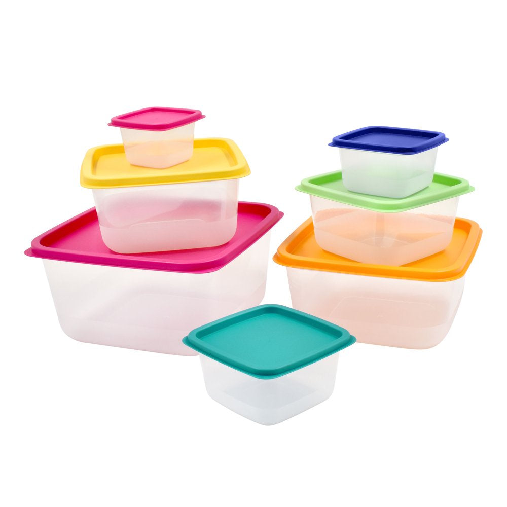 Plastic Rainbow Food Storage Set, Multi Color, 14 Count