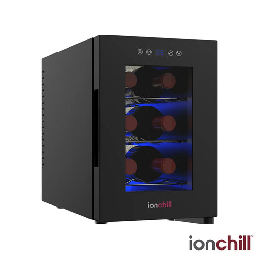 6-Bottle Wine Cooler, New Standard Door Mini Fridge with Wine Rack and Temp. Control, 9.75In