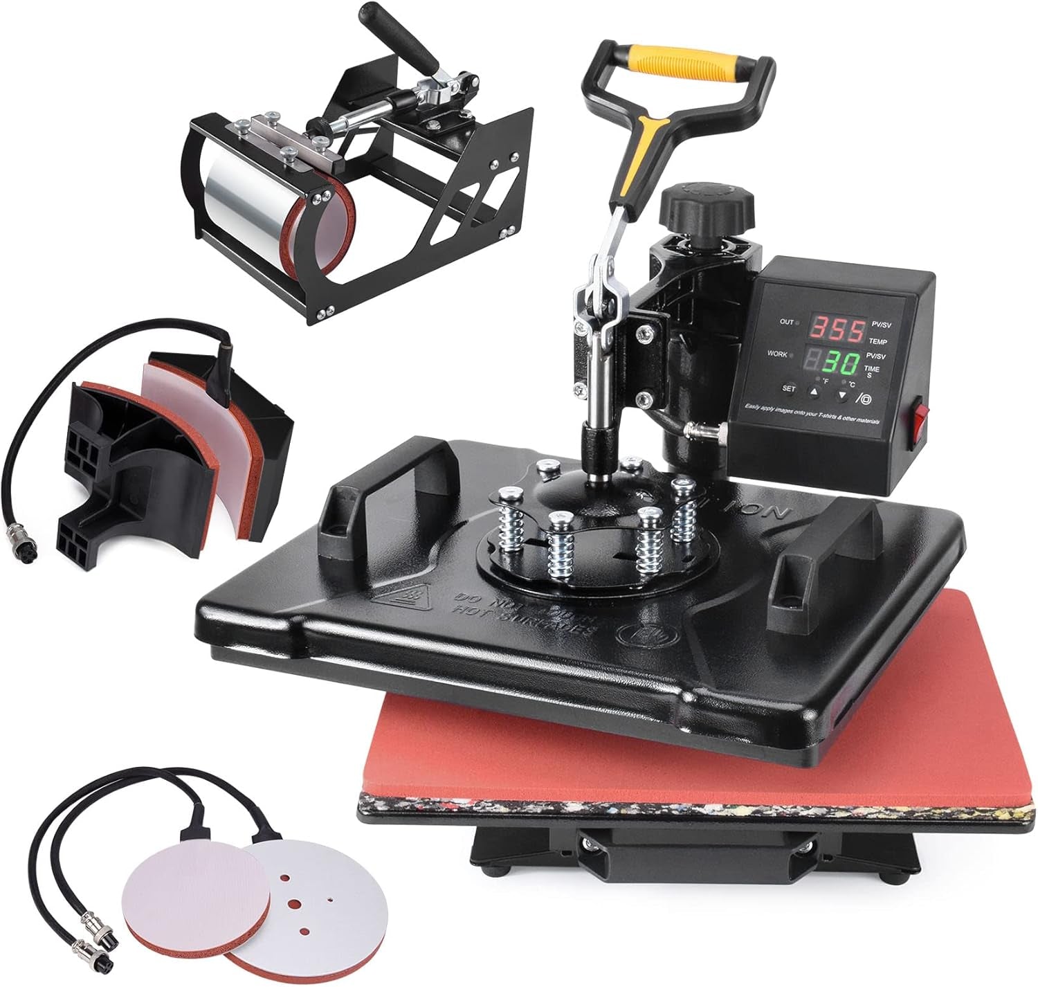 Slendor 5 in 1 Heat Press Machine 12X15 Inch 360-Degree Swing Away Digital T Shirt Pressing Machine Multifunction Heat Transfer Sublimation Combo for T Shirts Mugs Hat Plate Cap
