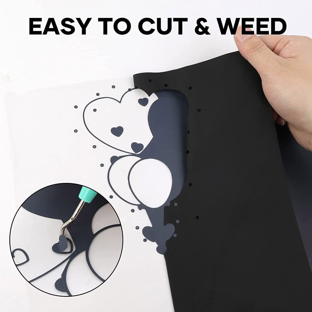 HTV Heat Transfer Vinyl Bundle (8 Pack) - 12"X 3FT HTV Vinyl Rolls Easy to Weed