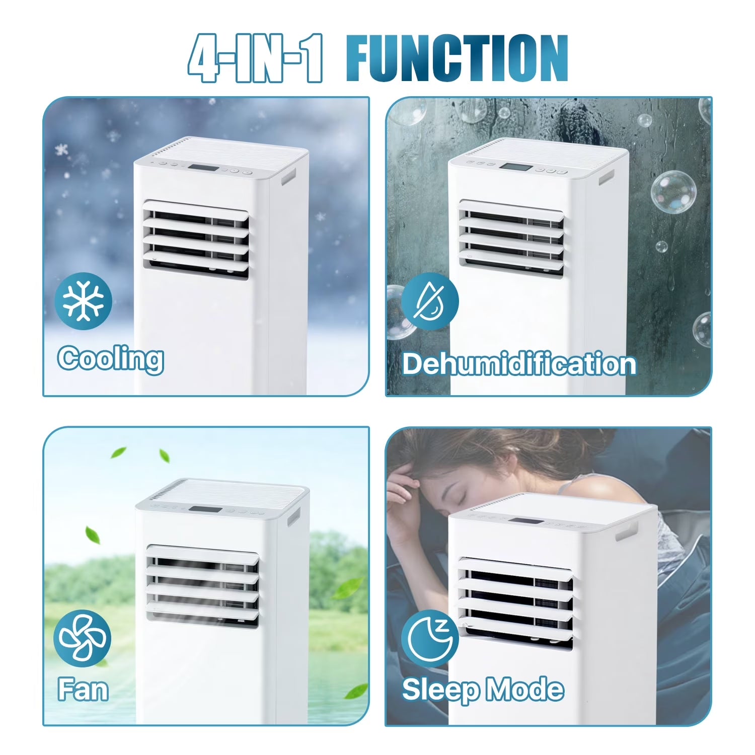 Dateyes 10000 BTU 4-In-1 Smart Portable Air Conditioner, Standing Cooling Unit with APP & Remote Control, Cooling, Dehumidifier & Fan Functions, 55Db Quiet Operation for Bedroom & Indoor Spaces